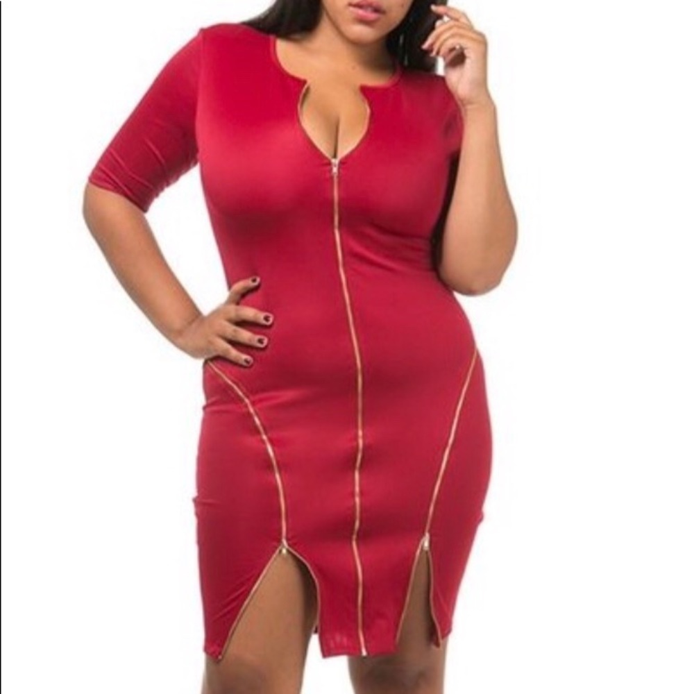 Red zipper dress